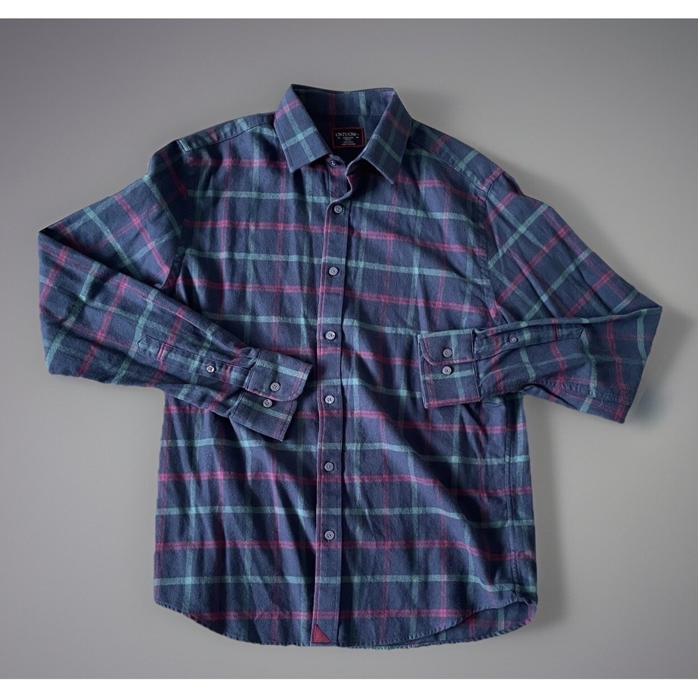 UNTUCKit Long Sleeve Button Up Shirt Multicolor Check Slim Men's Medium JBHS